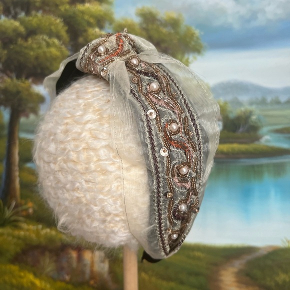 Petite Maison Kids brown lace wide knot center headband - Picture 6 of 7